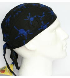Black Zandana ready tie Bandana electric blue skull crossbones